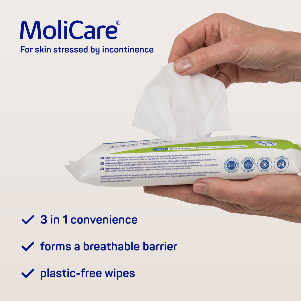 MoliCare® Skin 3in1 Wet wipes