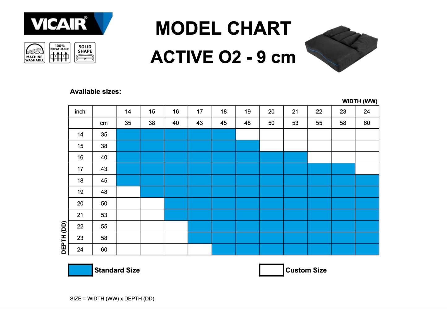 Vicair Active O2 9cm Cushion