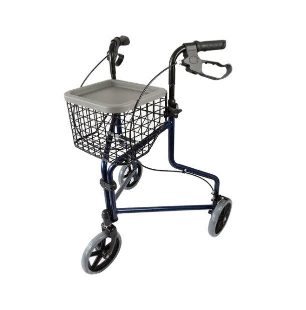 Tri-wheel walker - Peakcare Aluminium Blue with Basket and Tray image 0
