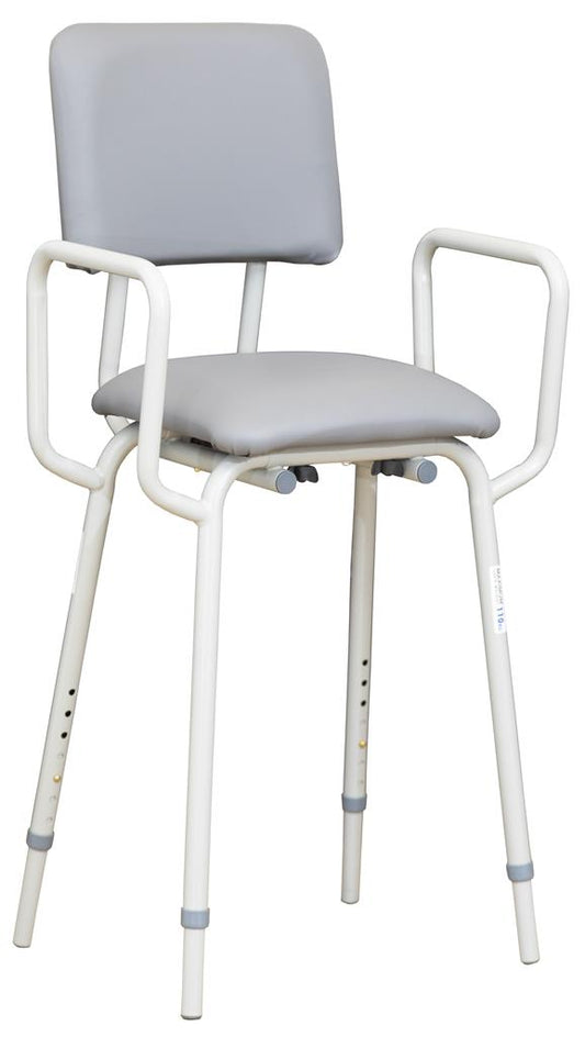 Kitchen Stool w/ Arms Vinyl Greystone Knock Down image 0